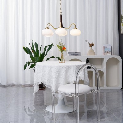 Xyrian Farmhouse Wood White Bauhaus Persimmon Chandelier