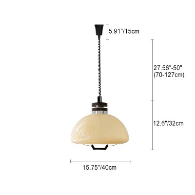 Zeros Cream Hemisphere Iron Solid Wood Glass Pendant Light Zeros Cream Hemisphere Iron Solid Wood Glass Pendant Light