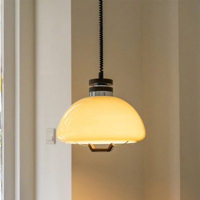 Zeros Cream Hemisphere Iron Solid Wood Glass Pendant Light Zeros Cream Hemisphere Iron Solid Wood Glass Pendant Light