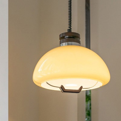 Zeros Cream Hemisphere Iron Solid Wood Glass Pendant Light Zeros Cream Hemisphere Iron Solid Wood Glass Pendant Light
