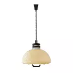 Zeros Cream Hemisphere Iron Solid Wood Glass Pendant Light