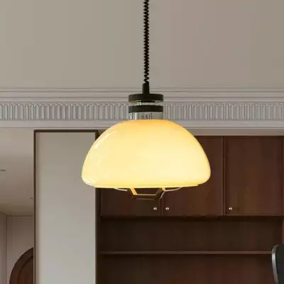 Zeros Cream Hemisphere Iron Solid Wood Glass Pendant Light Zeros Cream Hemisphere Iron Solid Wood Glass Pendant Light