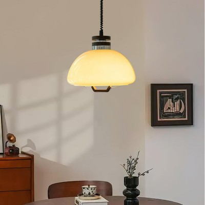 Zeros Cream Hemisphere Iron Solid Wood Glass Pendant Light Zeros Cream Hemisphere Iron Solid Wood Glass Pendant Light