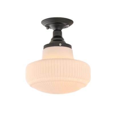 Iveria Striped Milk Glass Schoolhouse Flush Mount Ceiling Light Iveria Striped Milk Glass Schoolhouse Flush Mount Ceiling Light