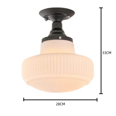 Iveria Striped Milk Glass Schoolhouse Flush Mount Ceiling Light Iveria Striped Milk Glass Schoolhouse Flush Mount Ceiling Light
