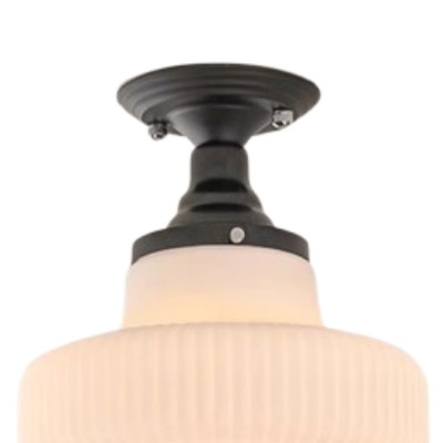 Iveria Striped Milk Glass Schoolhouse Flush Mount Ceiling Light Iveria Striped Milk Glass Schoolhouse Flush Mount Ceiling Light
