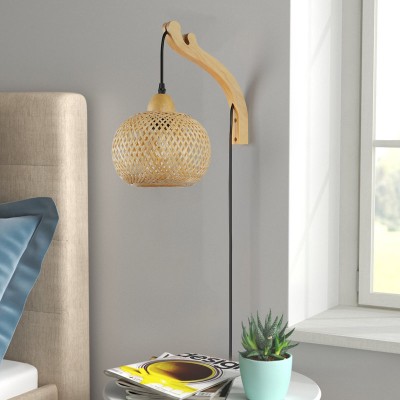 Deyron Rattan Hanging Wood Plug In Wall Mounted Lamp Deyron Rattan Hanging Wood Plug In Wall Mounted Lamp