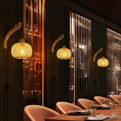 Deyron Rattan Hanging Wood Plug In Wall Mounted Lamp Deyron Rattan Hanging Wood Plug In Wall Mounted Lamp