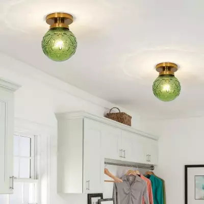 Ixionis Vintage Engraved Pattern Globe Glass Flush Mount Ceiling Light Ixionis Vintage Engraved Pattern Globe Glass Flush Mount Ceiling Light