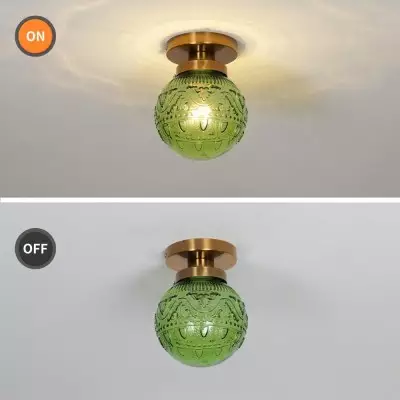 Ixionis Vintage Engraved Pattern Globe Glass Flush Mount Ceiling Light Ixionis Vintage Engraved Pattern Globe Glass Flush Mount Ceiling Light