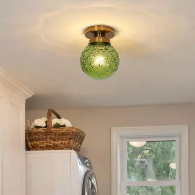Ixionis Vintage Engraved Pattern Globe Glass Flush Mount Ceiling Light Ixionis Vintage Engraved Pattern Globe Glass Flush Mount Ceiling Light