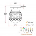 Ixionis Vintage Engraved Pattern Globe Glass Flush Mount Ceiling Light