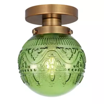 Ixionis Vintage Engraved Pattern Globe Glass Flush Mount Ceiling Light Ixionis Vintage Engraved Pattern Globe Glass Flush Mount Ceiling Light