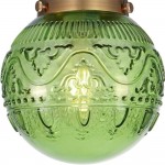 Ixionis Vintage Engraved Pattern Globe Glass Flush Mount Ceiling Light
