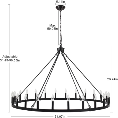 Raeth Farmhouse 24 Lights Wagon Wheel Candle Style Chandelier