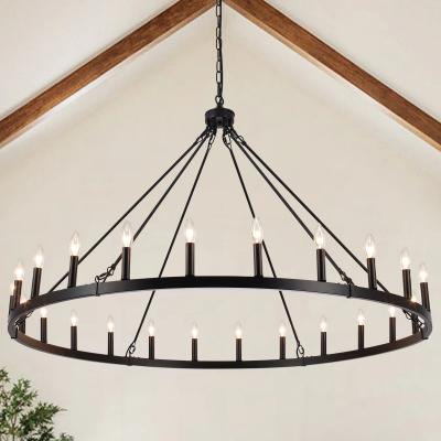 Raeth Farmhouse 24 Lights Wagon Wheel Candle Style Chandelier Raeth Farmhouse 24 Lights Wagon Wheel Candle Style Chandelier
