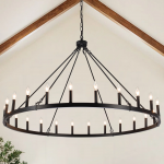Raeth Farmhouse 24 Lights Wagon Wheel Candle Style Chandelier