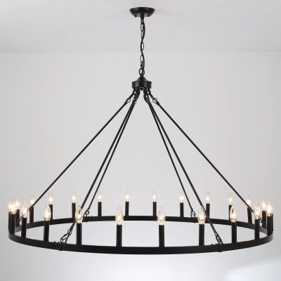 Raeth Farmhouse 24 Lights Wagon Wheel Candle Style Chandelier