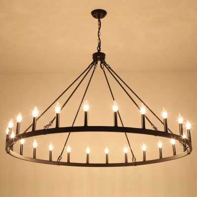 Raeth Farmhouse 24 Lights Wagon Wheel Candle Style Chandelier