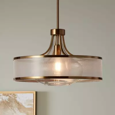 Myrith Antique Organza Glass Drum Shape Pendant Light Myrith Antique Organza Glass Drum Shape Pendant Light