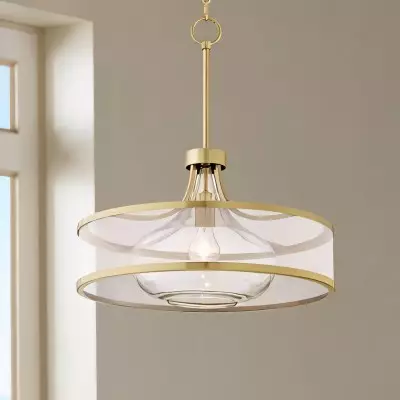 Myrith Antique Organza Glass Drum Shape Pendant Light Myrith Antique Organza Glass Drum Shape Pendant Light