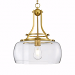 Thalys Brushed Gold Clear Glass Shade Pendant Light