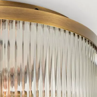 Sylan Farmhouse Round Ribbed Glass Flush Mount Ceiling Light Sylan Farmhouse Round Ribbed Glass Flush Mount Ceiling Light