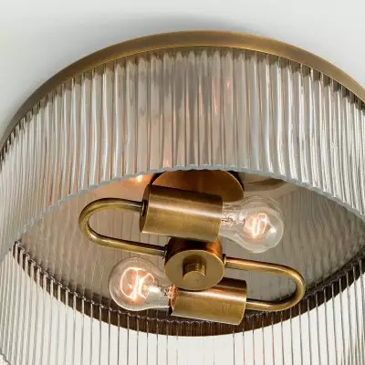 Sylan Farmhouse Round Ribbed Glass Flush Mount Ceiling Light Sylan Farmhouse Round Ribbed Glass Flush Mount Ceiling Light