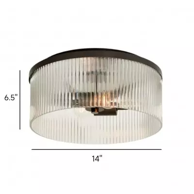 Sylan Farmhouse Round Ribbed Glass Flush Mount Ceiling Light Sylan Farmhouse Round Ribbed Glass Flush Mount Ceiling Light
