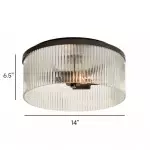 Sylan Farmhouse Round Ribbed Glass Flush Mount Ceiling Light