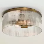 Sylan Farmhouse Round Ribbed Glass Flush Mount Ceiling Light