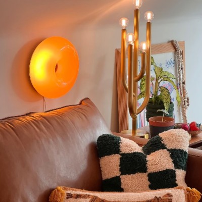Ozona Bright Orange Donut Wall Lamp Ozona Bright Orange Donut Wall Lamp