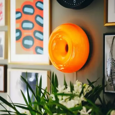Ozona Bright Orange Donut Wall Lamp Ozona Bright Orange Donut Wall Lamp