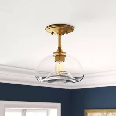 Thyran Farmhouse Small Globe Clear Glass Flush Mount Ceiling Light Thyran Farmhouse Small Globe Clear Glass Flush Mount Ceiling Light