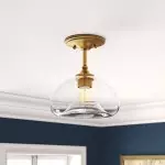Thyran Farmhouse Small Globe Clear Glass Flush Mount Ceiling Light