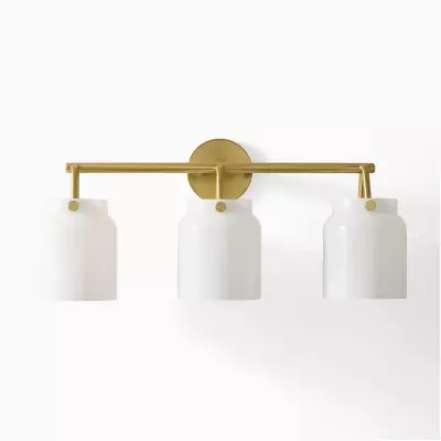 Navya Modern 3-Light Milk Glass Bathroom Sconce Navya Modern 3-Light Milk Glass Bathroom Sconce