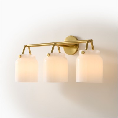 Navya Modern 3-Light Milk Glass Bathroom Sconce Navya Modern 3-Light Milk Glass Bathroom Sconce