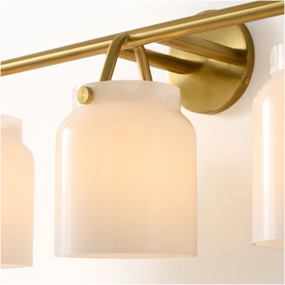Navya Modern 3-Light Milk Glass Bathroom Sconce Navya Modern 3-Light Milk Glass Bathroom Sconce
