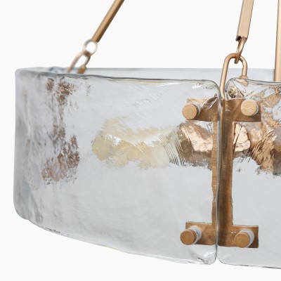 Vornix Modern 4 Light Gold Textured Glass Drum Pendant Light Vornix Modern 4 Light Gold Textured Glass Drum Pendant Light