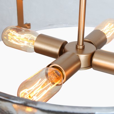 Vornix Modern 4 Light Gold Textured Glass Drum Pendant Light Vornix Modern 4 Light Gold Textured Glass Drum Pendant Light