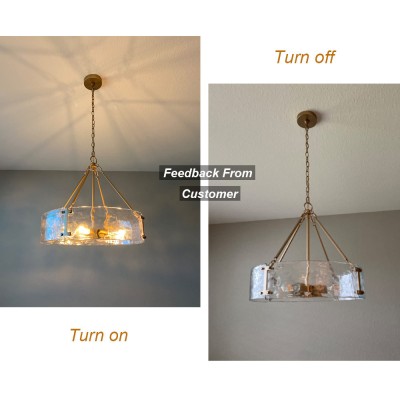 Vornix Modern 4 Light Gold Textured Glass Drum Pendant Light Vornix Modern 4 Light Gold Textured Glass Drum Pendant Light