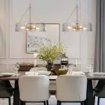 Vornix Modern 4 Light Gold Textured Glass Drum Pendant Light