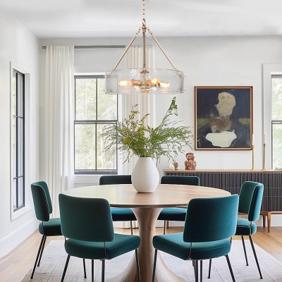 Vornix Modern 4 Light Gold Textured Glass Drum Pendant Light Vornix Modern 4 Light Gold Textured Glass Drum Pendant Light