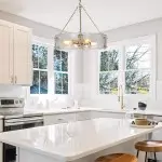 Vornix Modern 4 Light Gold Textured Glass Drum Pendant Light