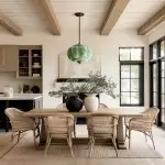 Vortan Antique Brass Green Glass Semi-Flush Mount Eloise Pendant Lamp