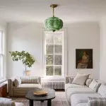 Vortan Antique Brass Green Glass Semi-Flush Mount Eloise Pendant Lamp