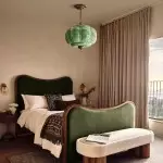 Vortan Antique Brass Green Glass Semi-Flush Mount Eloise Pendant Lamp