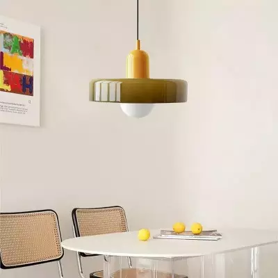 Xanadu Bauhaus Stained Glass Disc Pendant Light Xanadu Bauhaus Stained Glass Disc Pendant Light