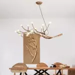 Damian Rustic Tree Branch Chandelier with Bubble Glass Lamp Shades