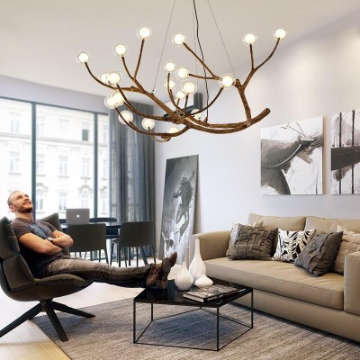Damian Rustic Tree Branch Chandelier with Bubble Glass Lamp Shades Damian Rustic Tree Branch Chandelier with Bubble Glass Lamp Shades